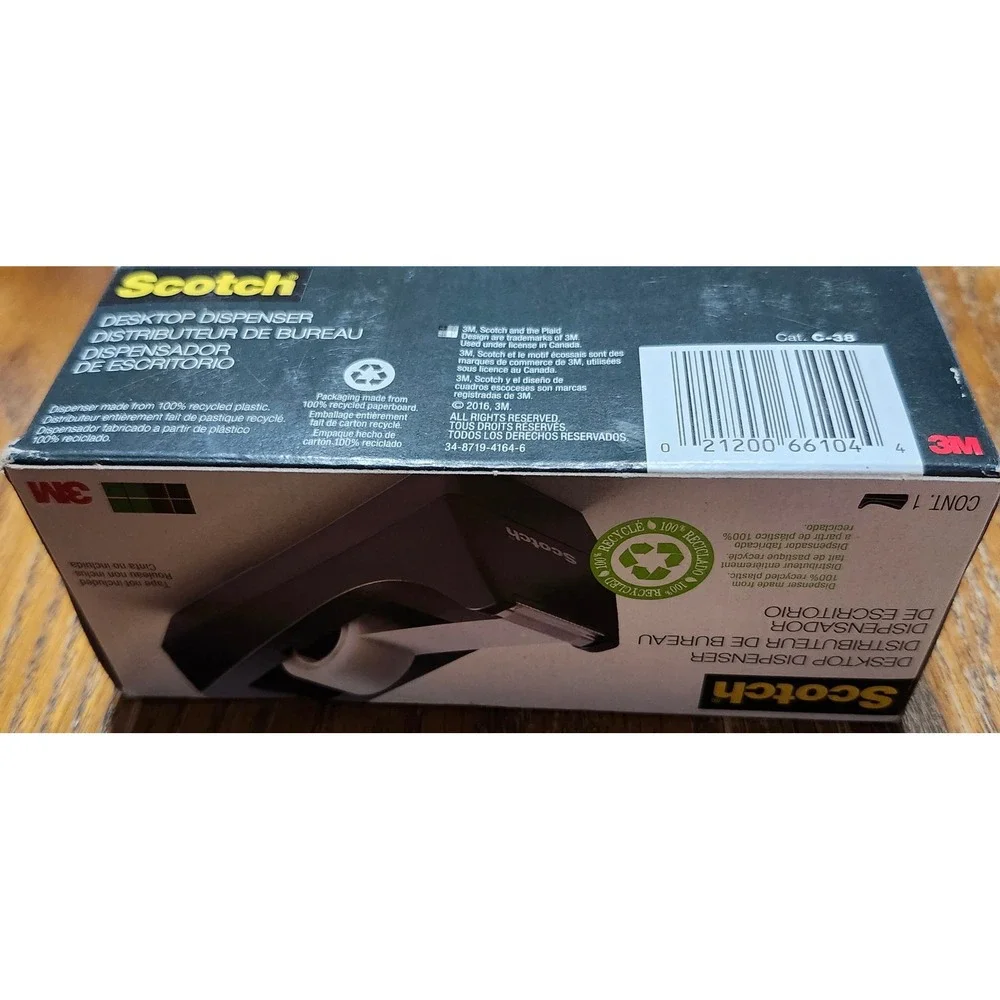 Scotch Desktop Dispenser C-38 Black Weighted Base 100% Recycled Plastic 3M